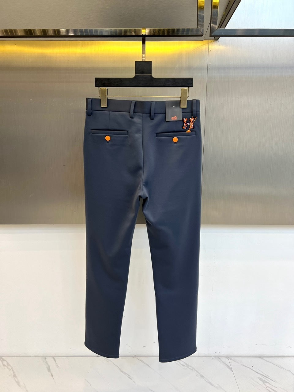 SLIM FIT NAVY TAILORED TROUSERS