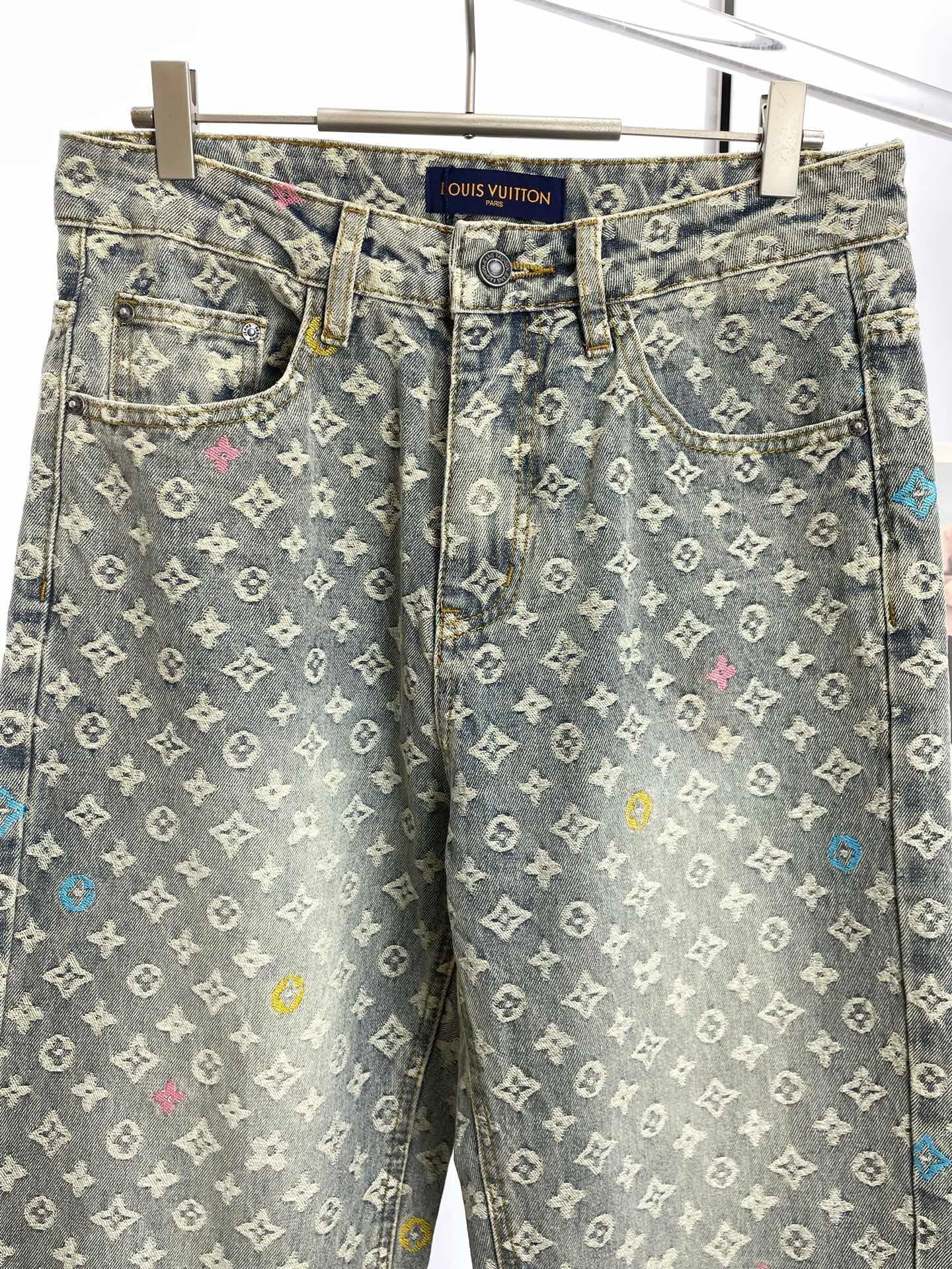 MONOGRAM JACQUARD STRAIGHT-LEG DENIM JEANS