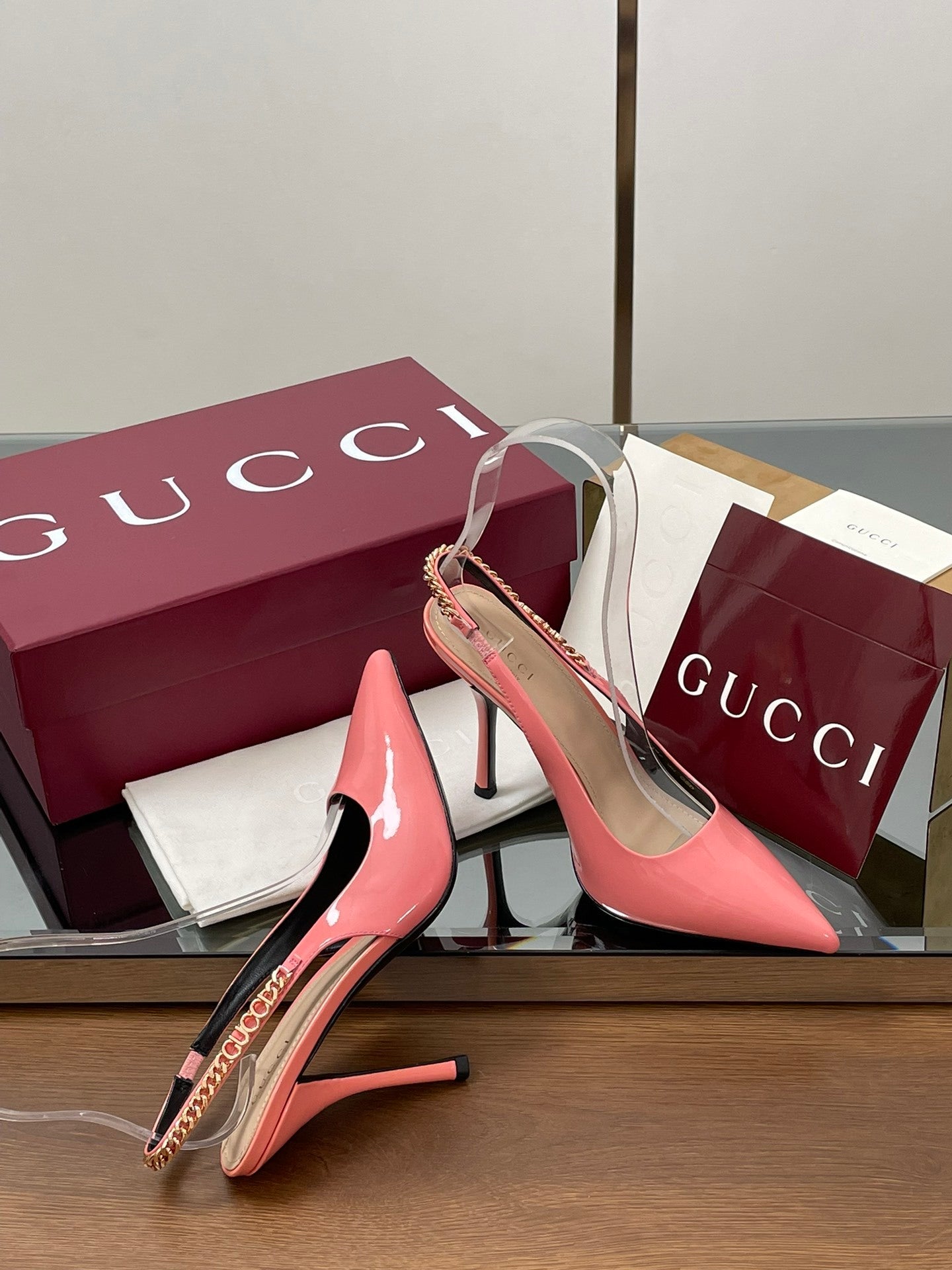 PINK PATENT SLINGBACK HEELS
