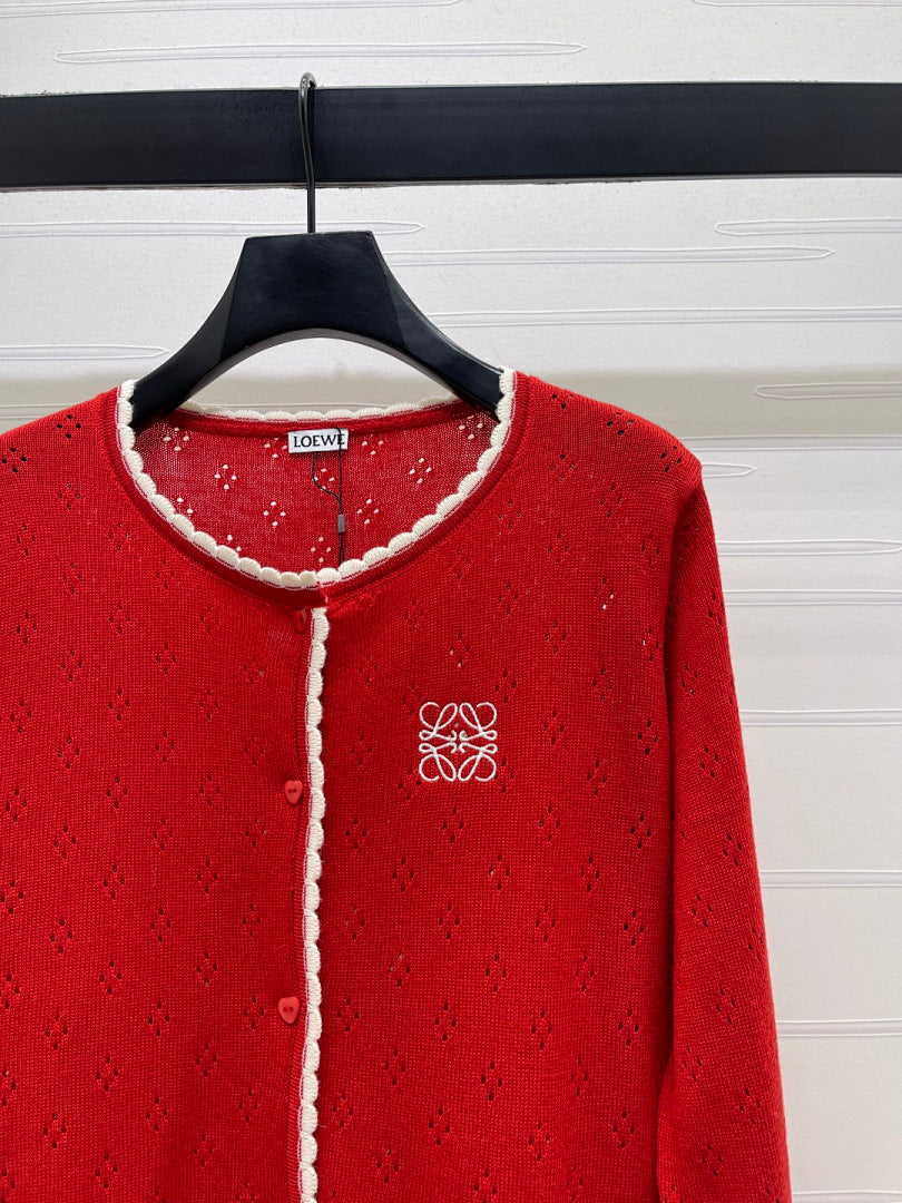 CONTRAST TRIM KNIT CARDIGAN
