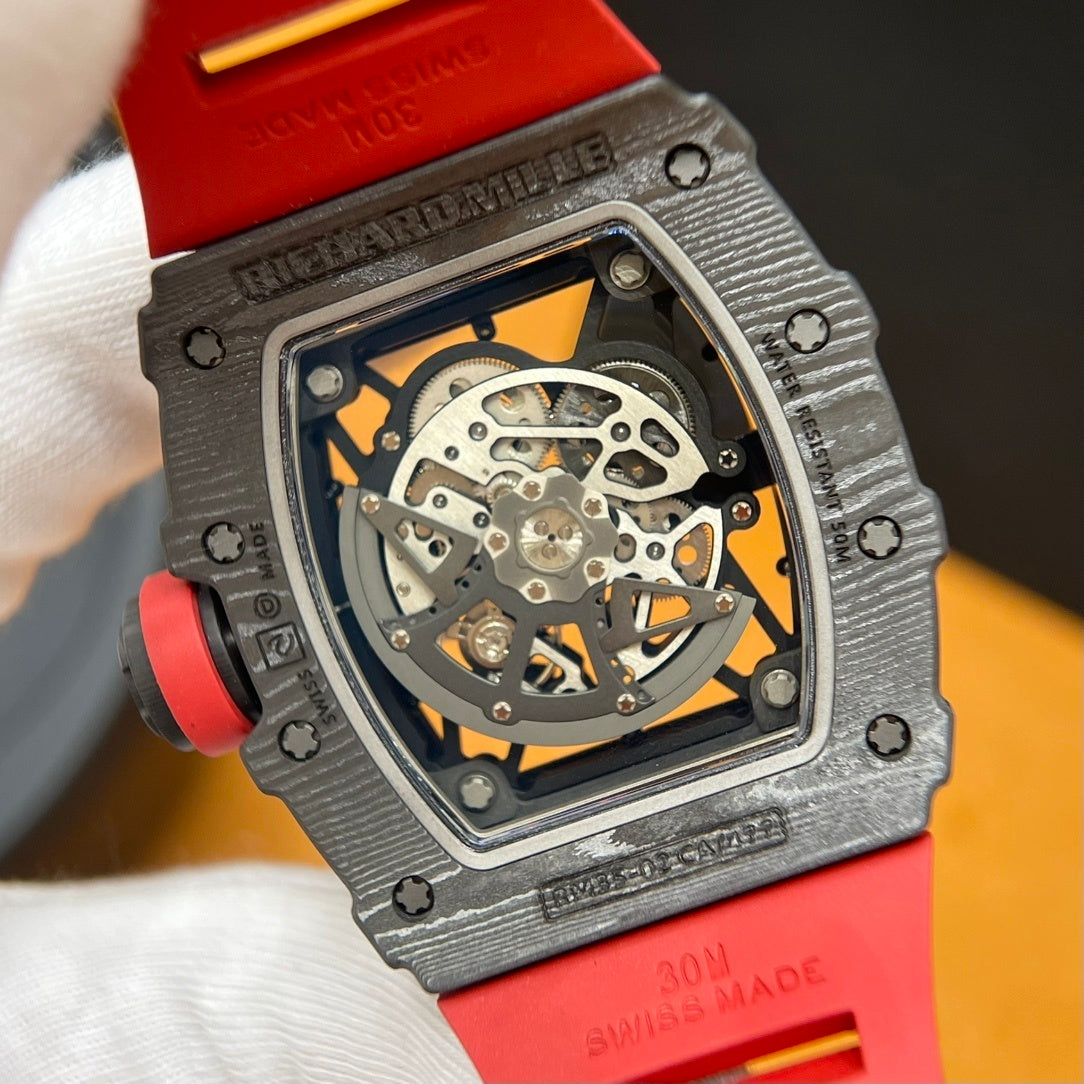 SKELETON SPORT LUXURY RED STRAP WATCH
