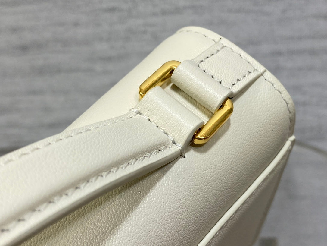 WHITE LEATHER MINI TOP-HANDLE BELT BAG