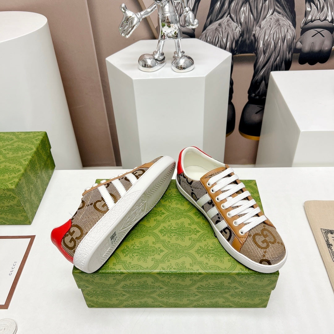 BEIGE STRIPE LOW-TOP SNEAKERS