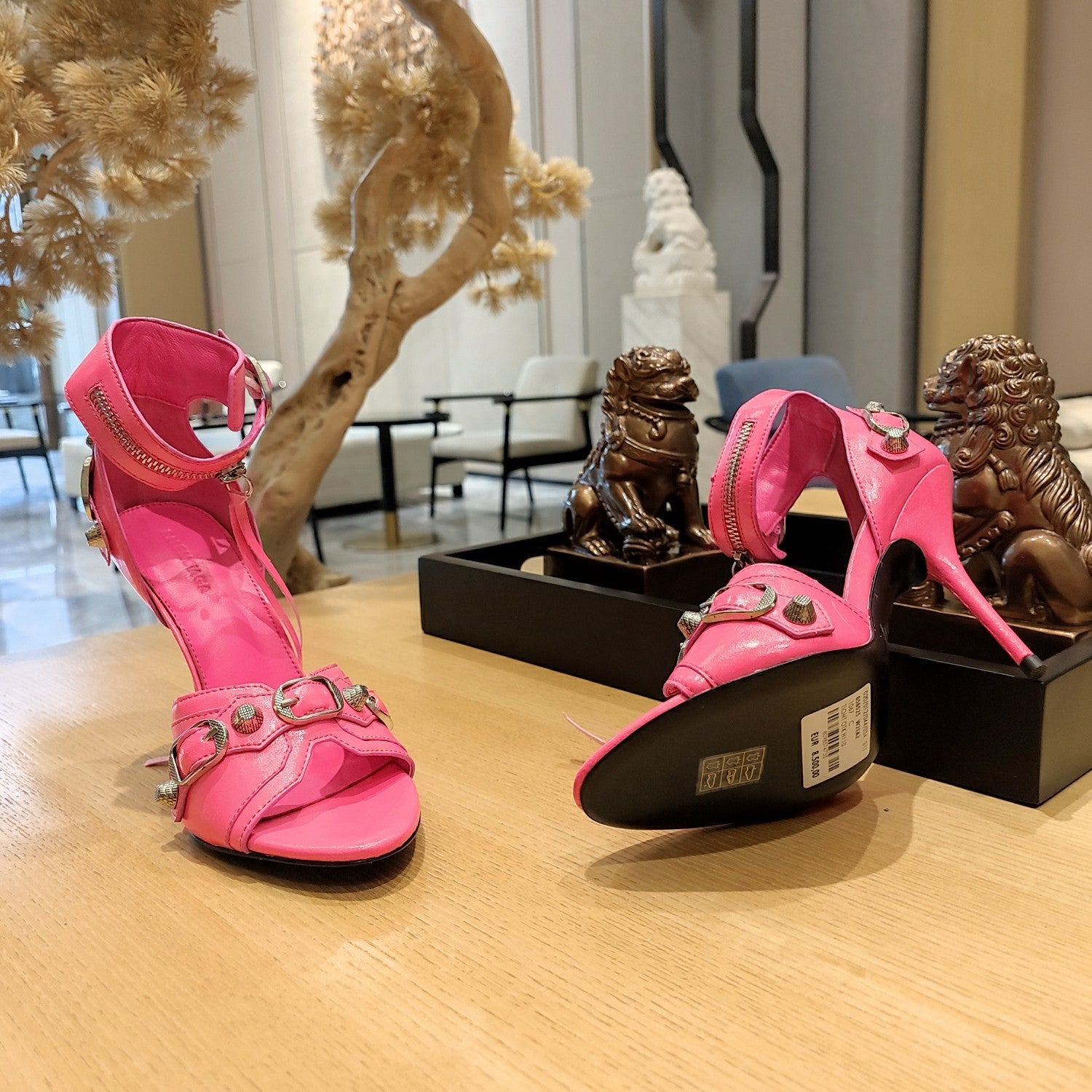 HOT PINK BUCKLE STRAP HIGH HEEL SANDALS