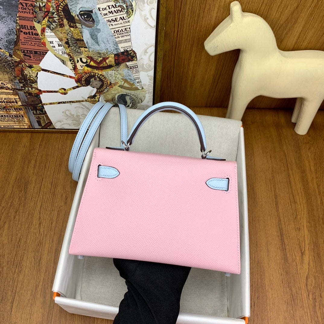 LUXURY MINI PINK & BLUE LEATHER CROSSBODY BAG