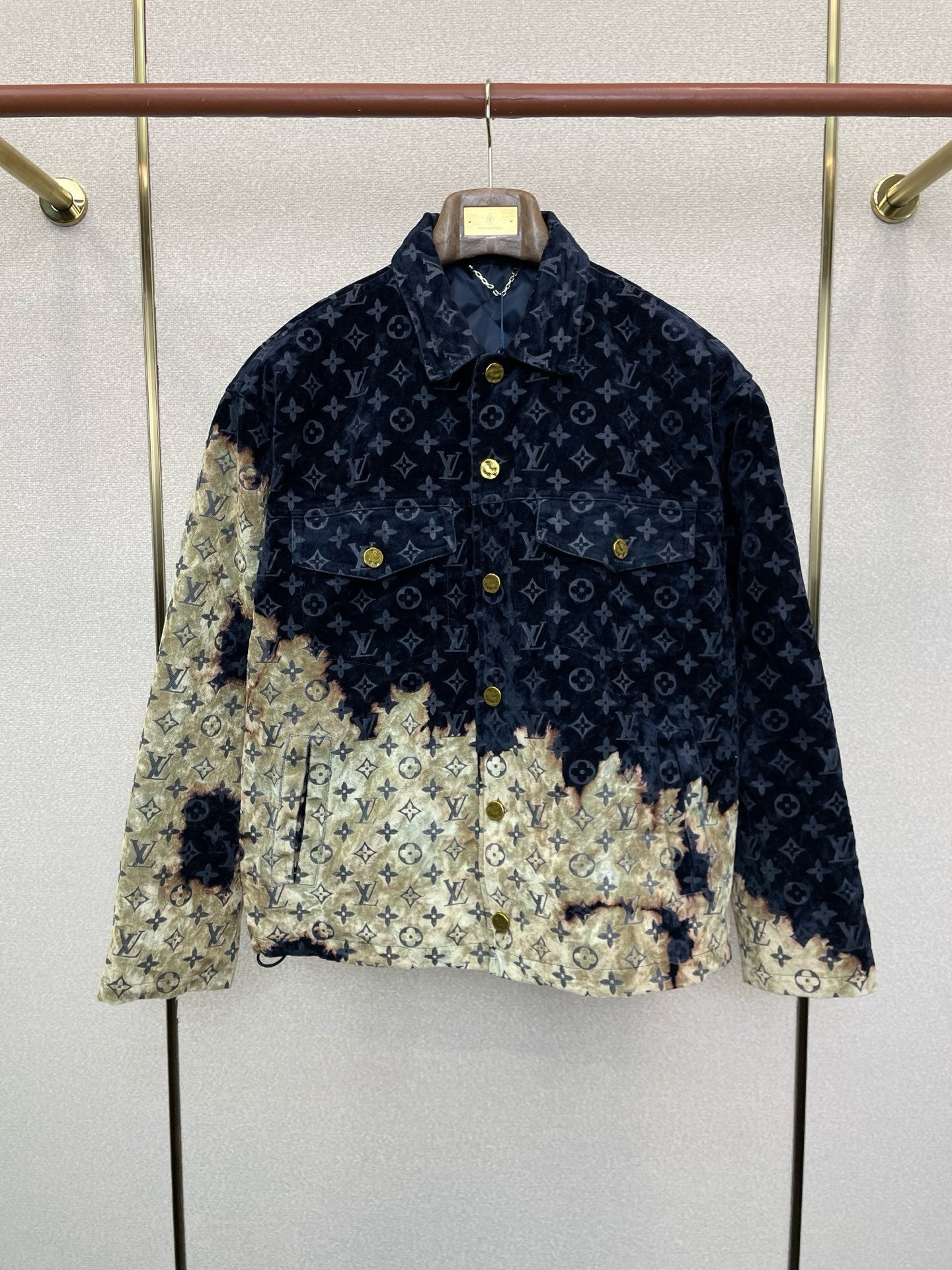 Set aus Jeansjacke und -hose mit Monogramm-Print, gewaschenem Denim