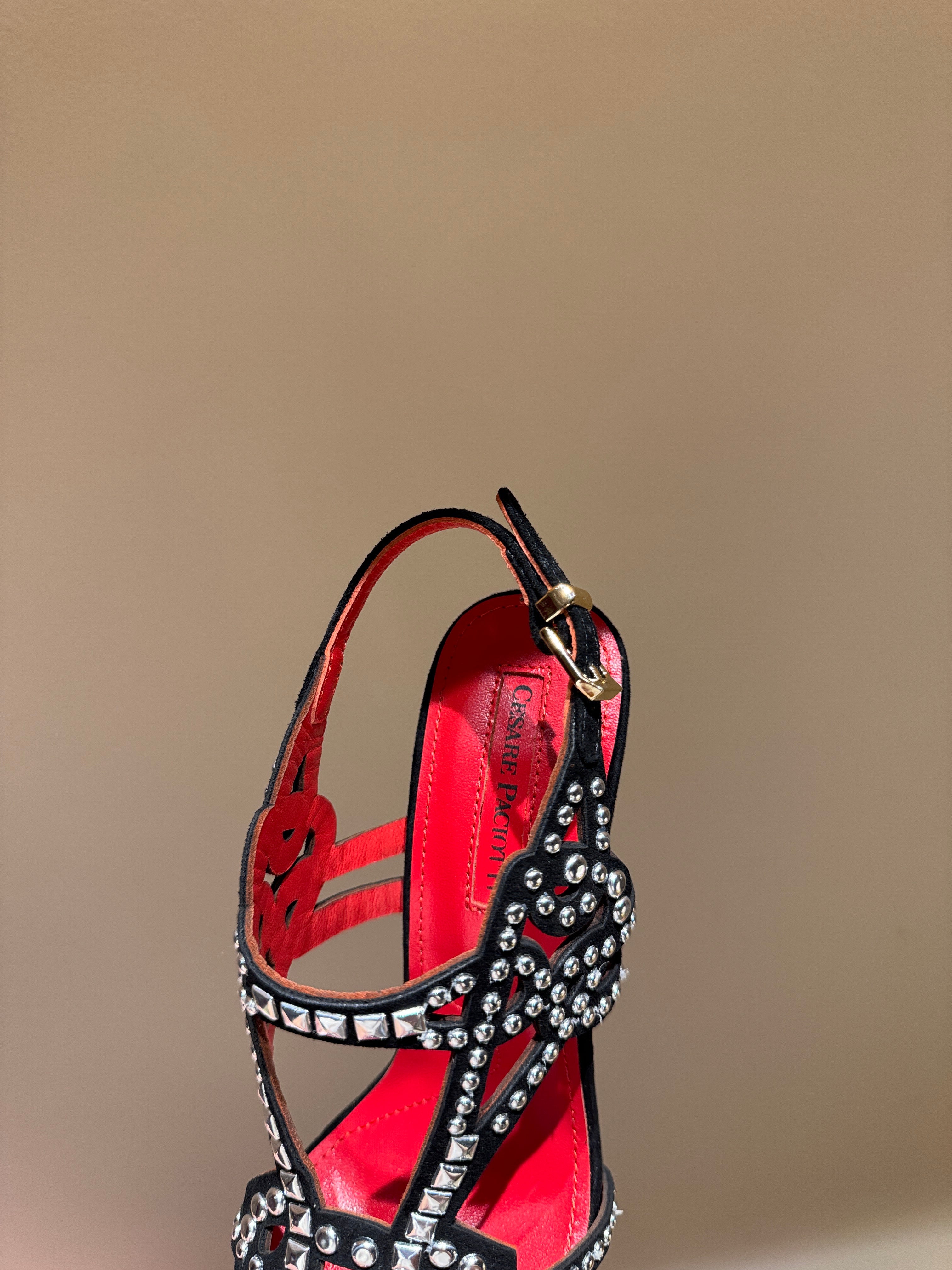 RHINESTONE STRAPPY HEELS – BLACK GLAMOUR EDITION