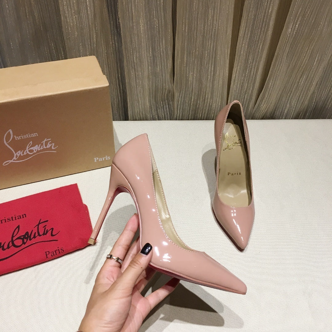 PATENT RED SOLE STILETTO PUMPS – BLUSH PINK