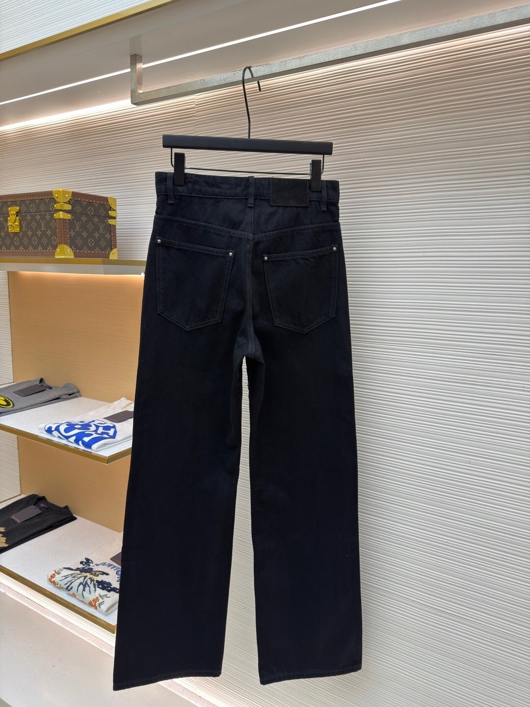 MONOGRAM PANEL STRAIGHT-LEG DENIM JEANS