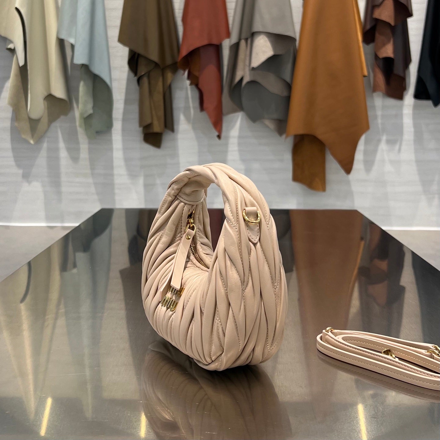 IVORY CREAM MATELASSÉ MINI HOBO BAG
