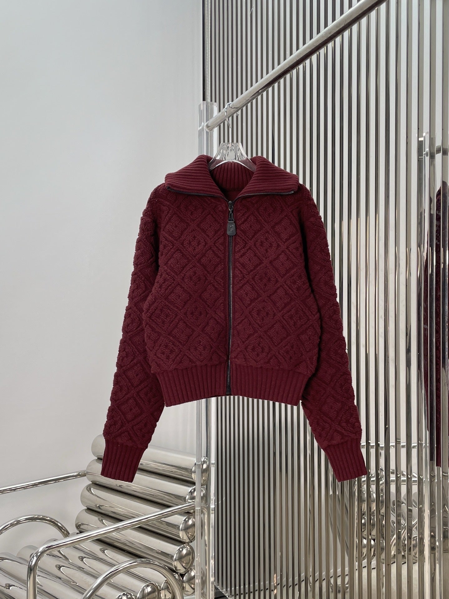 TEXTURED ZIP-UP KNIT JACKET