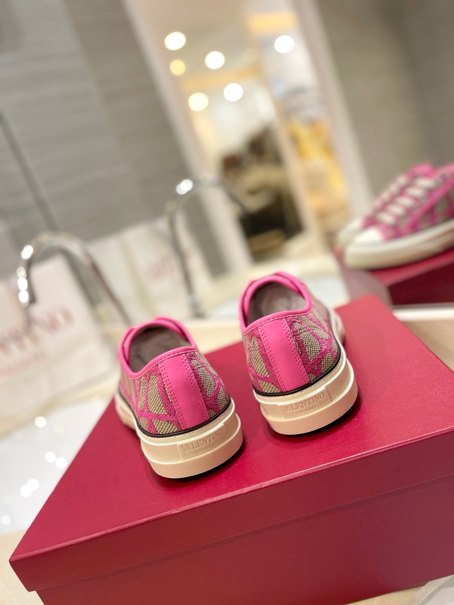 PINK MONOGRAM LOW-TOP SNEAKERS