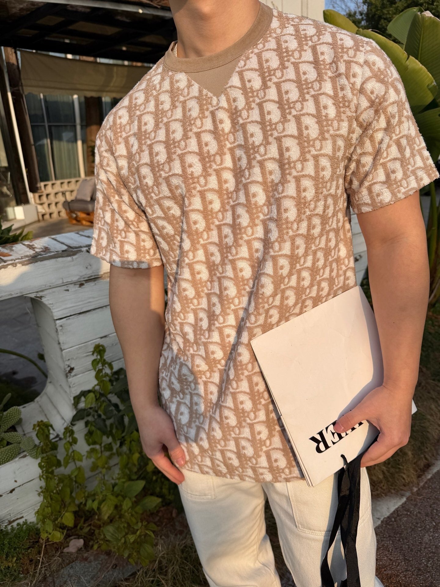 MONOGRAM TEXTURED KNIT T-SHIRT