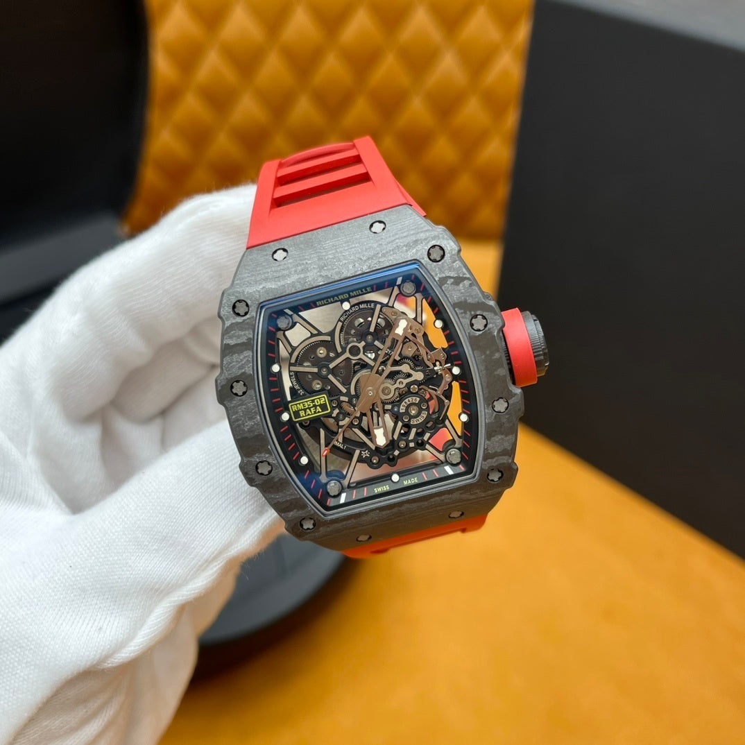 SKELETON SPORT LUXURY RED STRAP WATCH