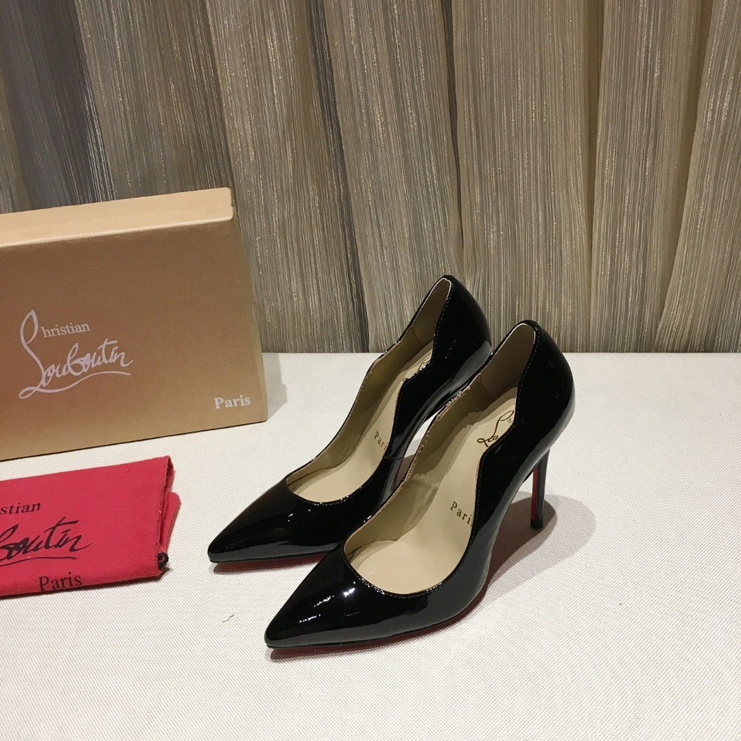 PATENT RED SOLE STILETTO PUMPS – CLASSIC BLACK