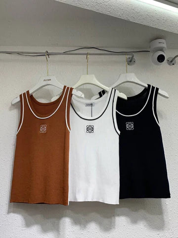 ANAGRAM LOGO CONTRAST TRIM KNIT TANK TOP