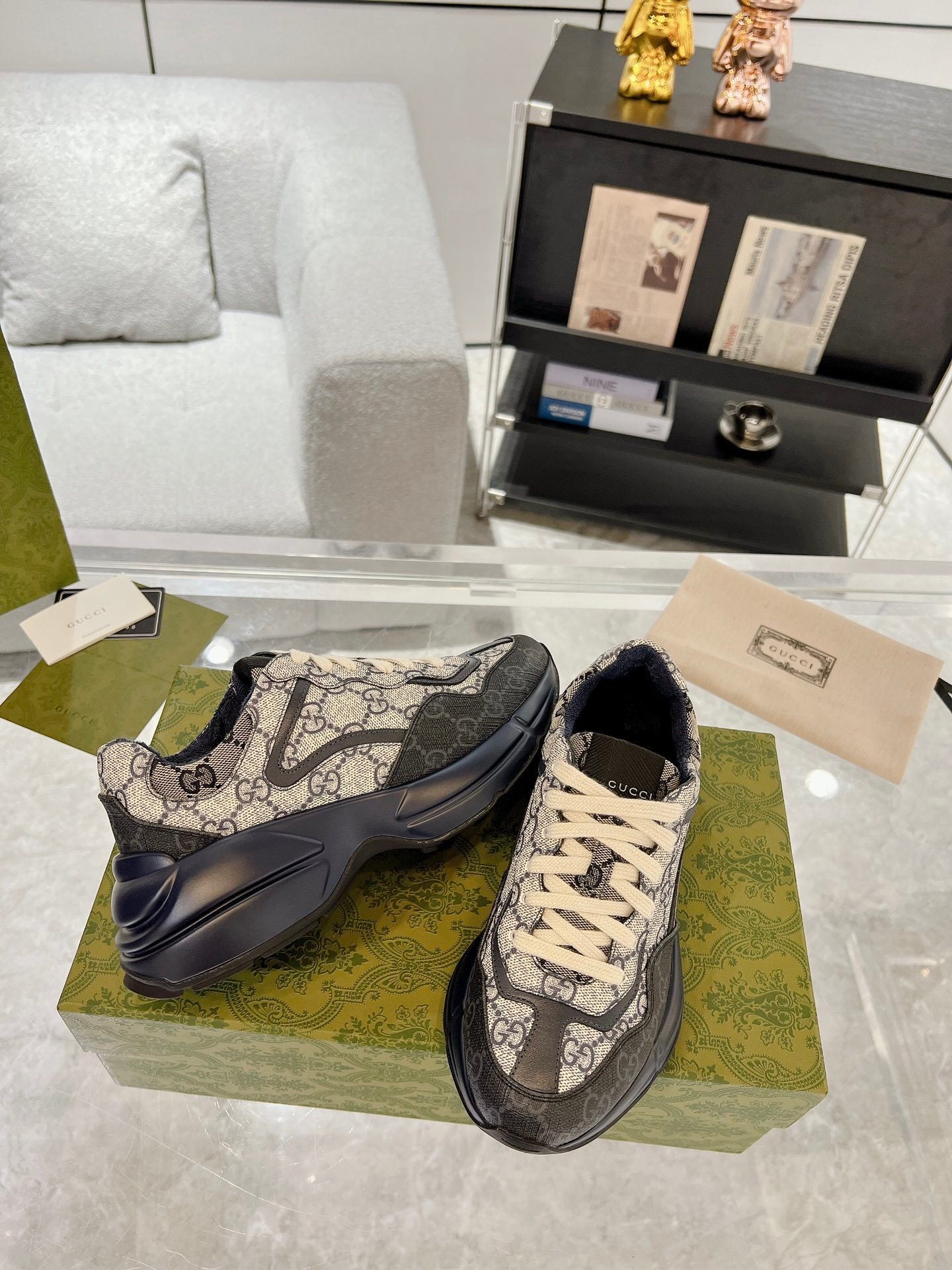 BROWN MONOGRAM CHUNKY SNEAKERS