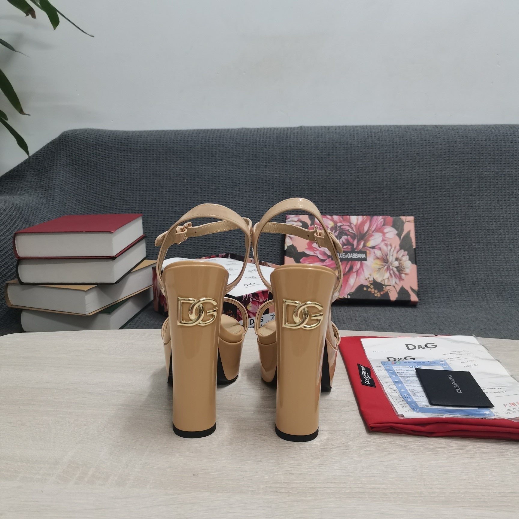 NUDE PATENT PLATFORM STRAPPY HEEL SANDALS