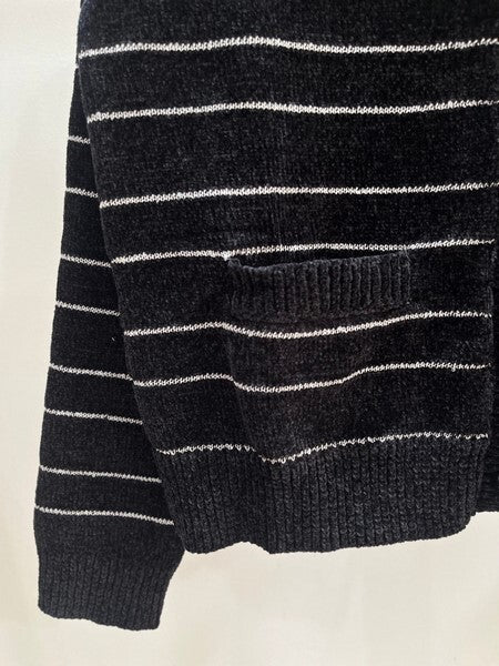 STRIPED BUTTON KNIT CARDIGAN