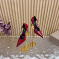 RED PATENT STRAP POINTED HEELS