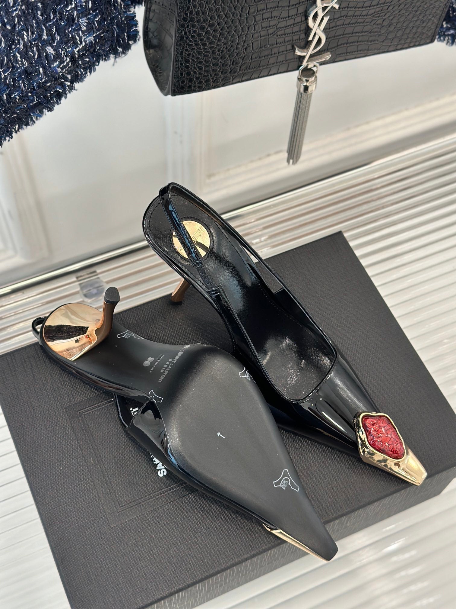 PATENT SLINGBACK HEEL PUMPS