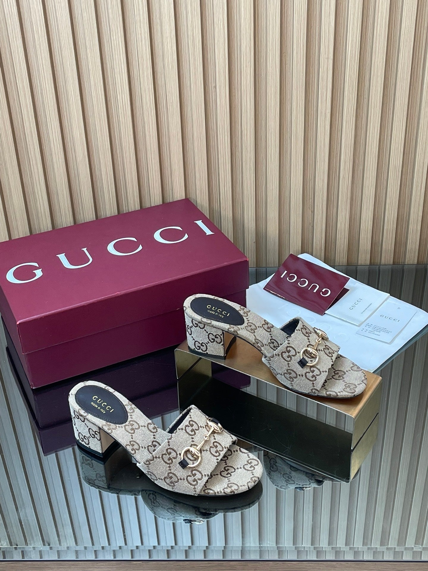 MONOGRAM CANVAS HORSEBIT LOW HEEL MULES