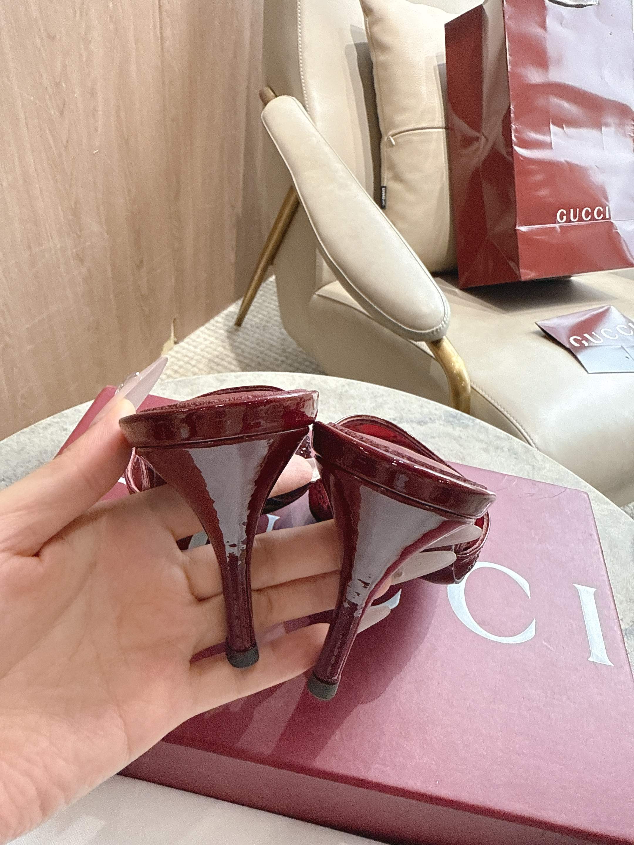 RED EMBELLISHED HEELED MULE SANDALS