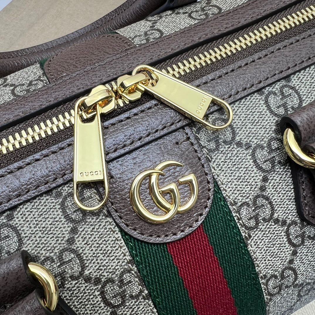 Vintage-Reisetasche aus gestreiftem Canvas