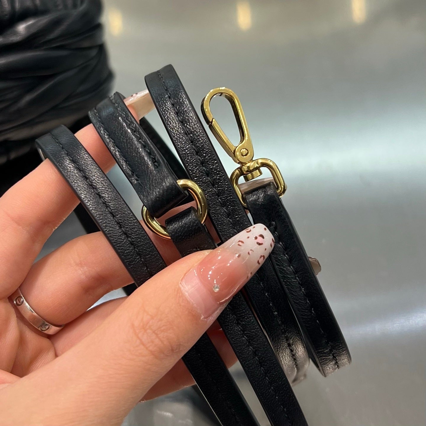 BLACK MATELASSÉ MINI HOBO SHOULDER BAG