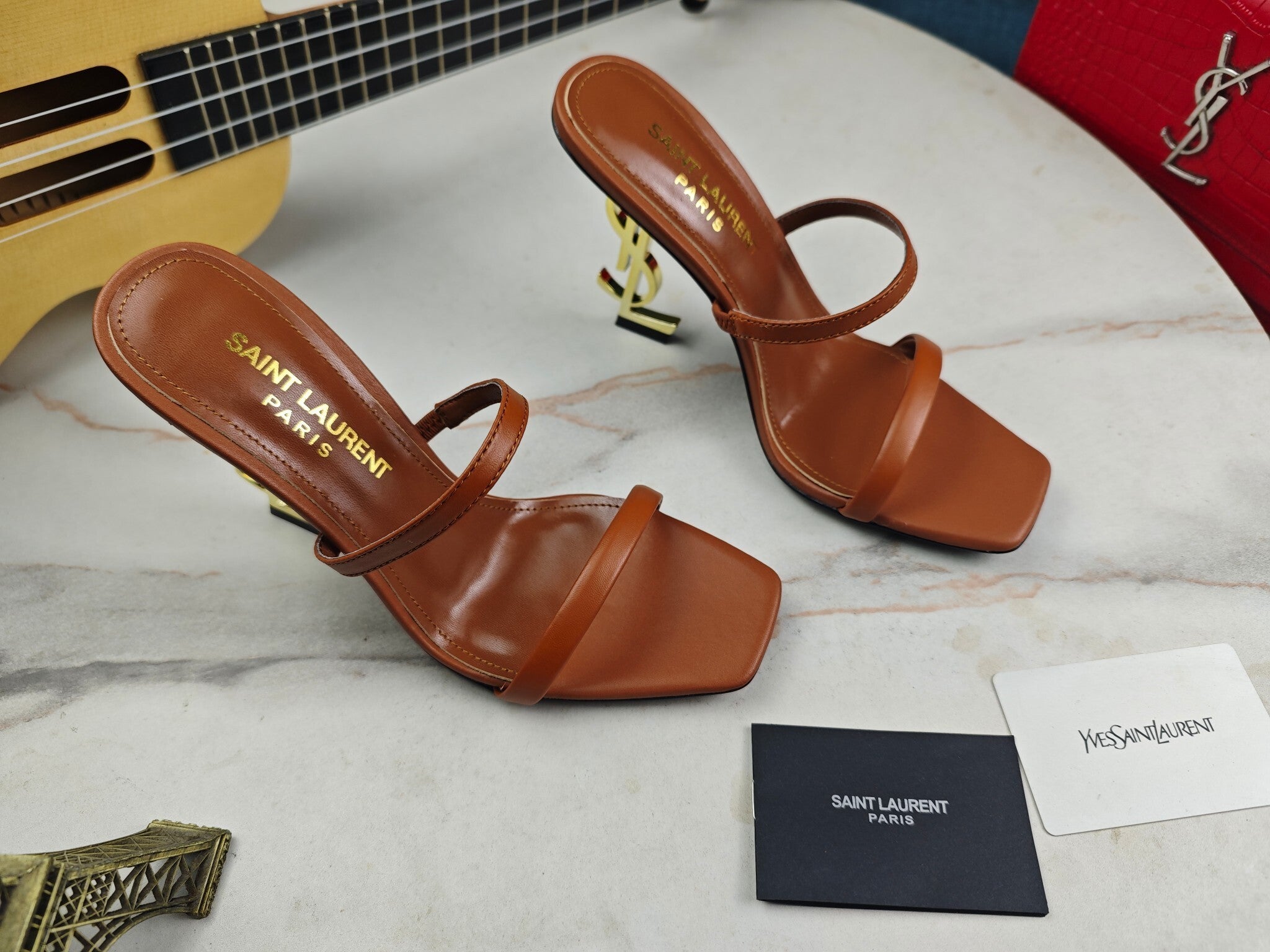 BROWN STRAPPY HIGH HEEL SANDALS