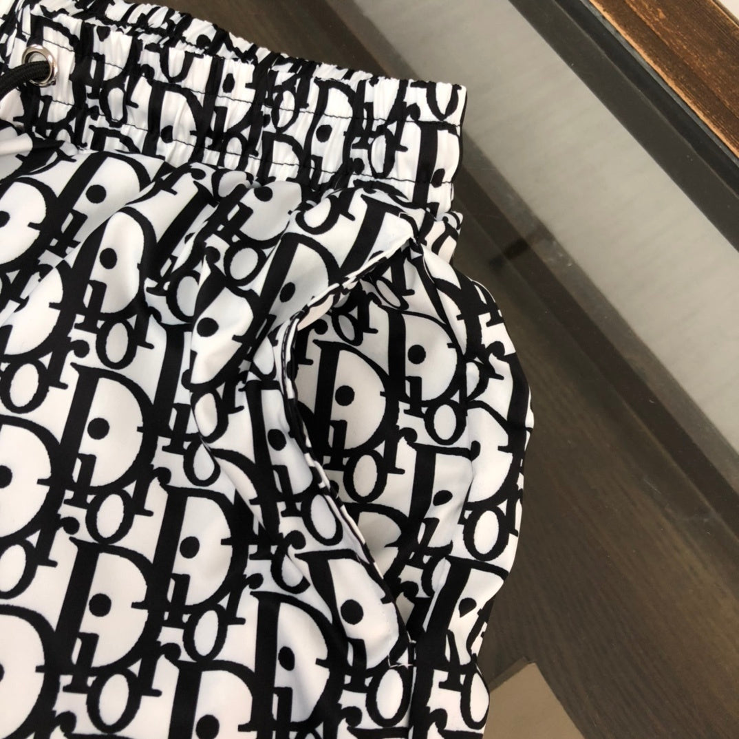 MONOGRAM SWIM SHORTS – BLACK & WHITE