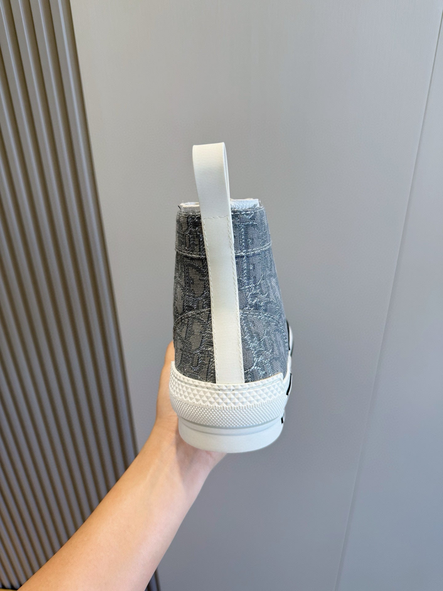 GREY MONOGRAM HIGH-TOP SNEAKERS