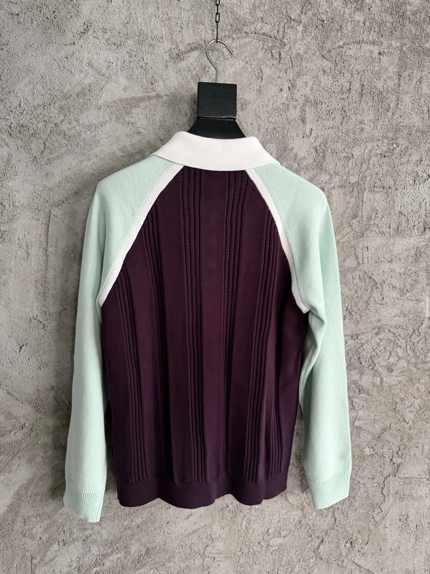 COLORBLOCK RIBBED KNIT LONG-SLEEVE POLO