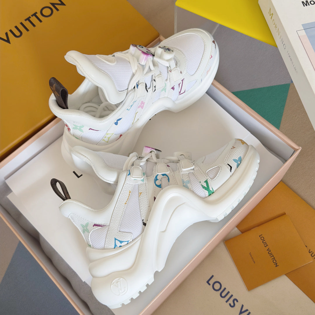 WHITE MULTICOLOR CHUNKY SNEAKERS