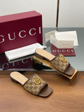 BROWN MONOGRAM FLAT SLIDES