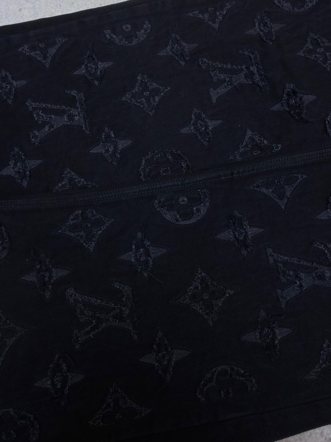 MONOGRAM PANEL STRAIGHT-LEG DENIM JEANS