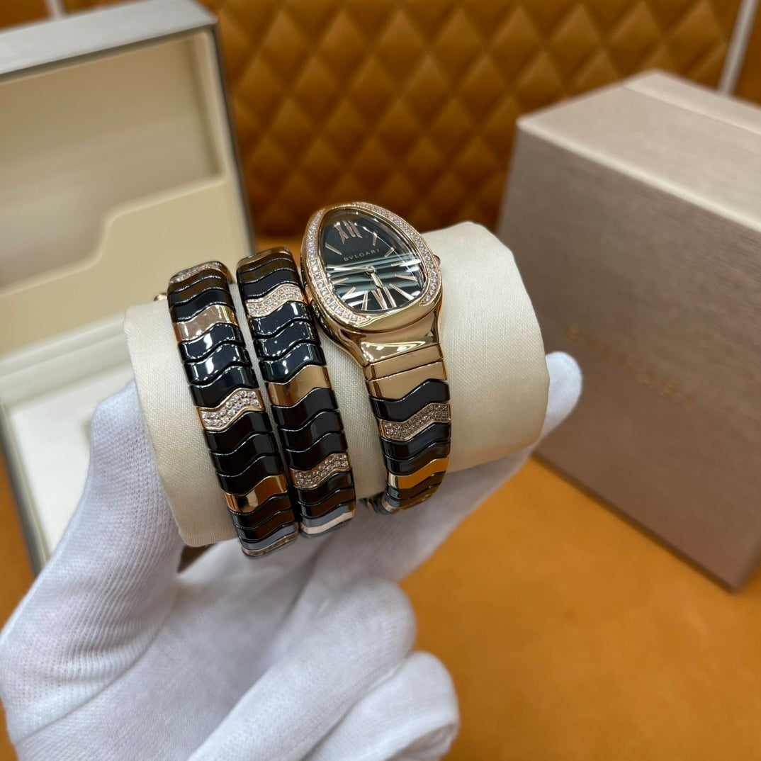 LUXURY SERPENT WATCH – GOLD & BLACK EDITION