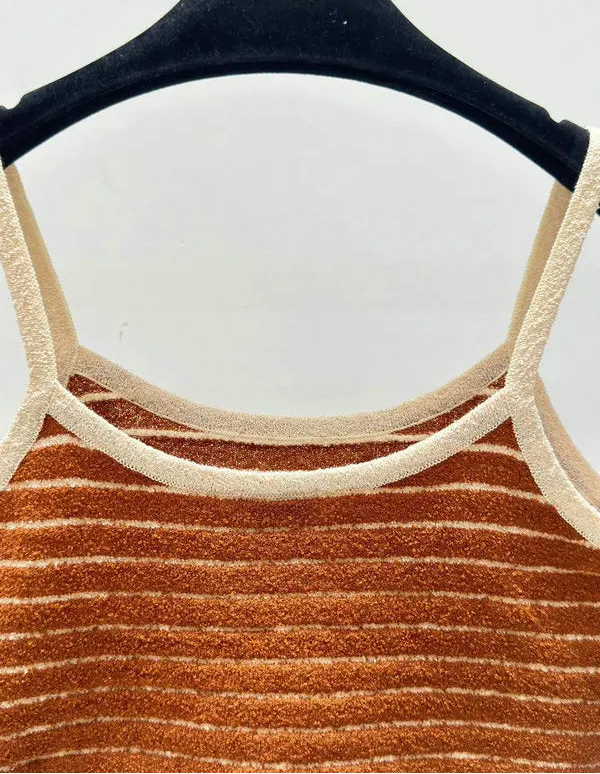 STRIPED LOGO KNIT CAMI TOP