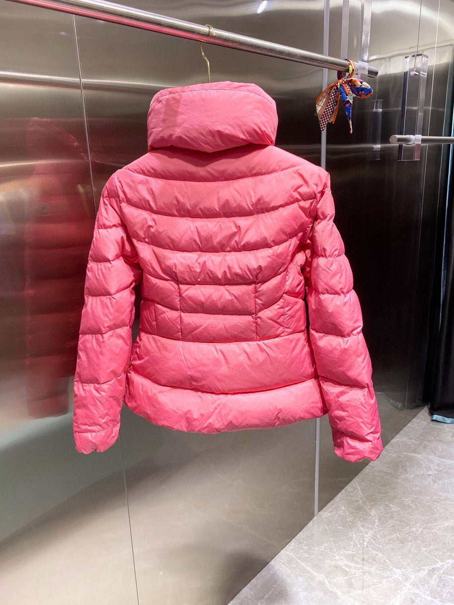 WOMEN’S PINK PADDED STAND COLLAR WINTER JACKET