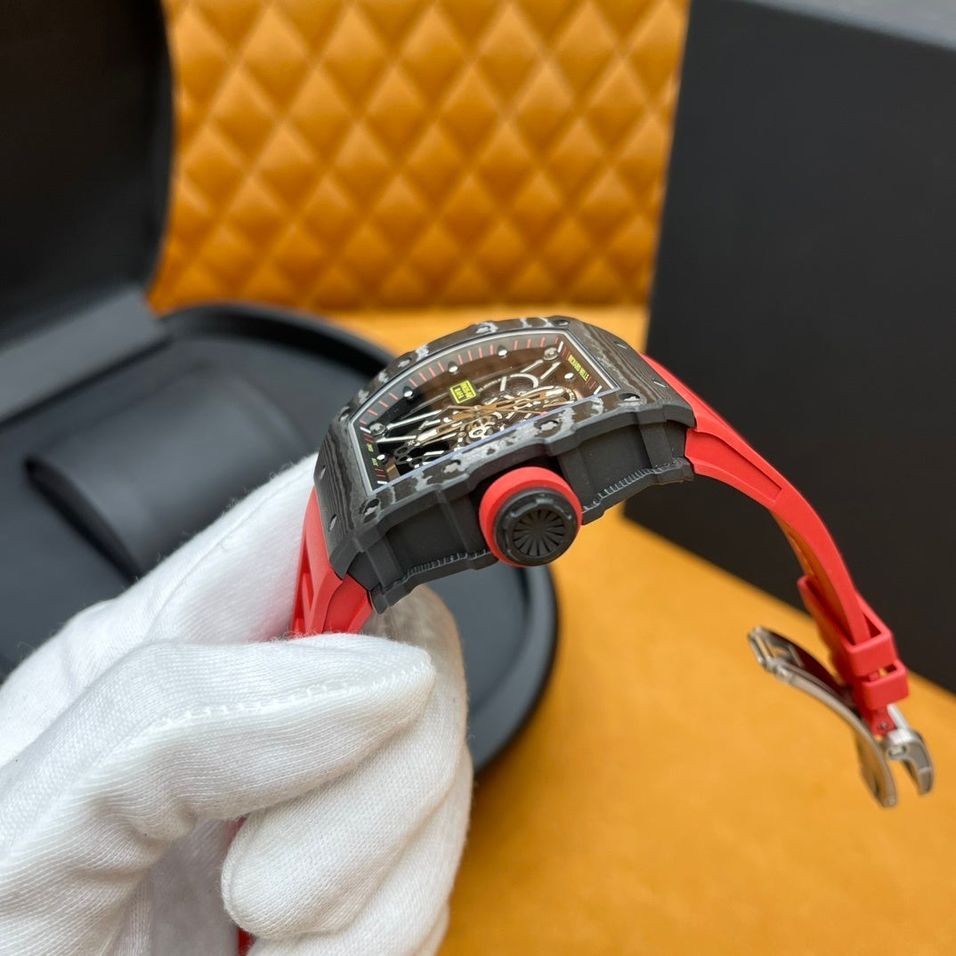 SKELETON SPORT LUXURY RED STRAP WATCH