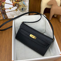 LUXURY BLACK LEATHER WALLET CROSSBODY BAG