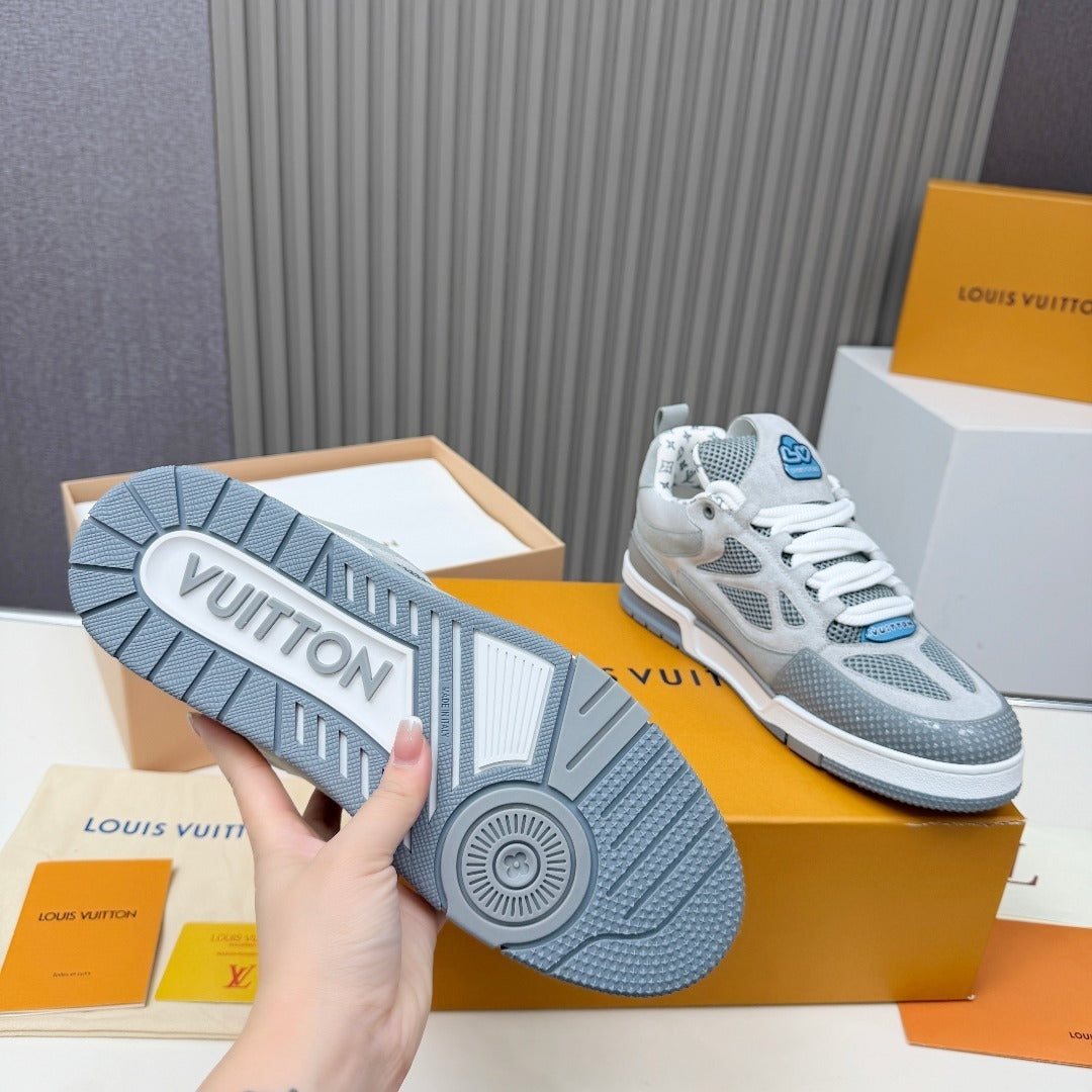 GREY MESH PLATFORM SNEAKERS WITH CONTRAST DETAILS