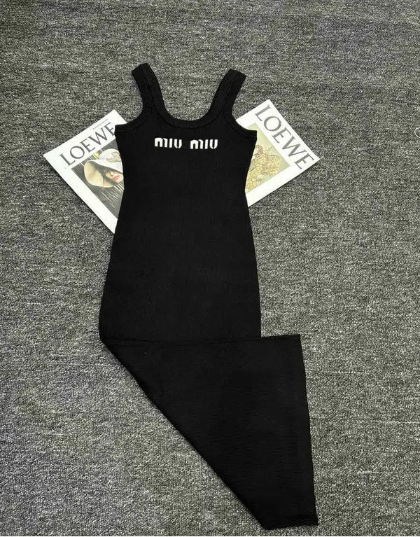 RIBBED LOGO MIDI TANK DRESS