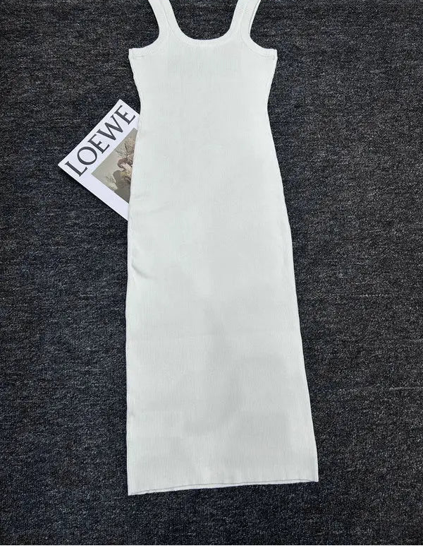 RIBBED LOGO MIDI TANK DRESS