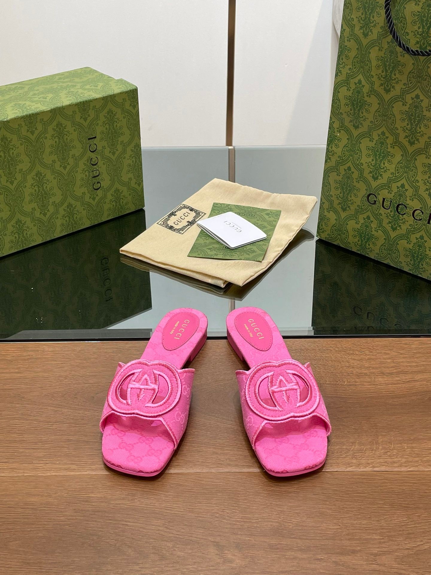 PINK EMBOSSED LOGO SLIDES