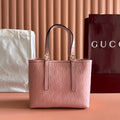 BLUSH PINK EMBOSSED LEATHER MINI TOTE SHOULDER BAG WITH GOLD HARDWARE