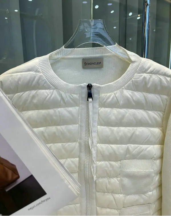 QUILTED PANEL KNIT ZIP JACKET