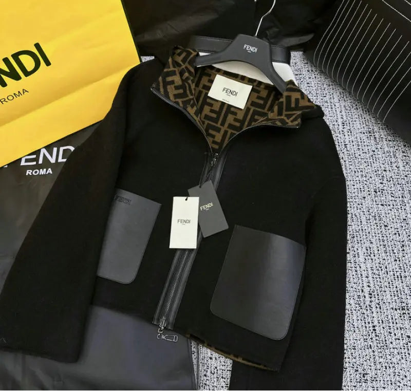 HOODED WOOL BLEND ZIP JACKET