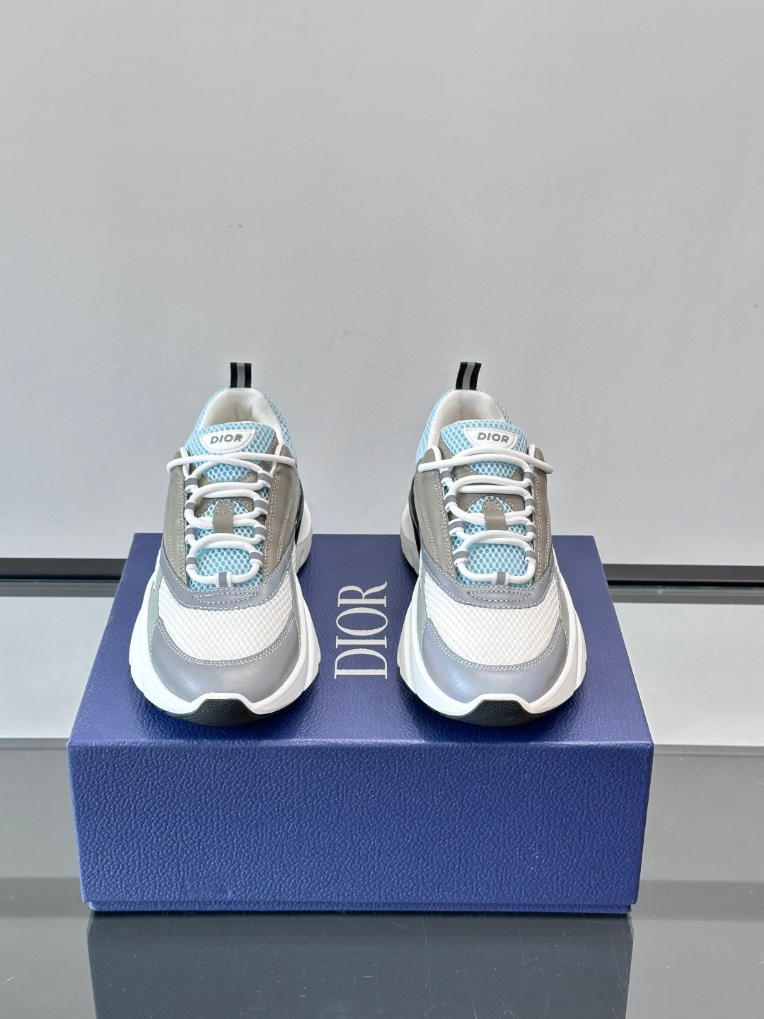 WHITE, GREY & ICE BLUE DESIGNER RUNNER SNEAKERS