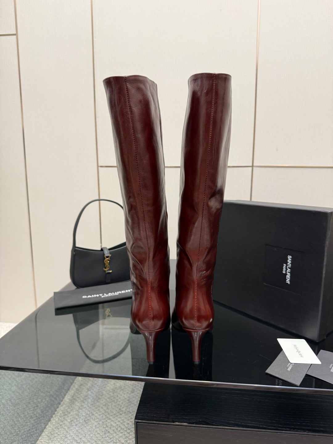 LEATHER KNEE-HIGH STILETTO BOOTS